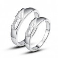 regalo personalizado simples 925 parejas anillos de plata esterlina